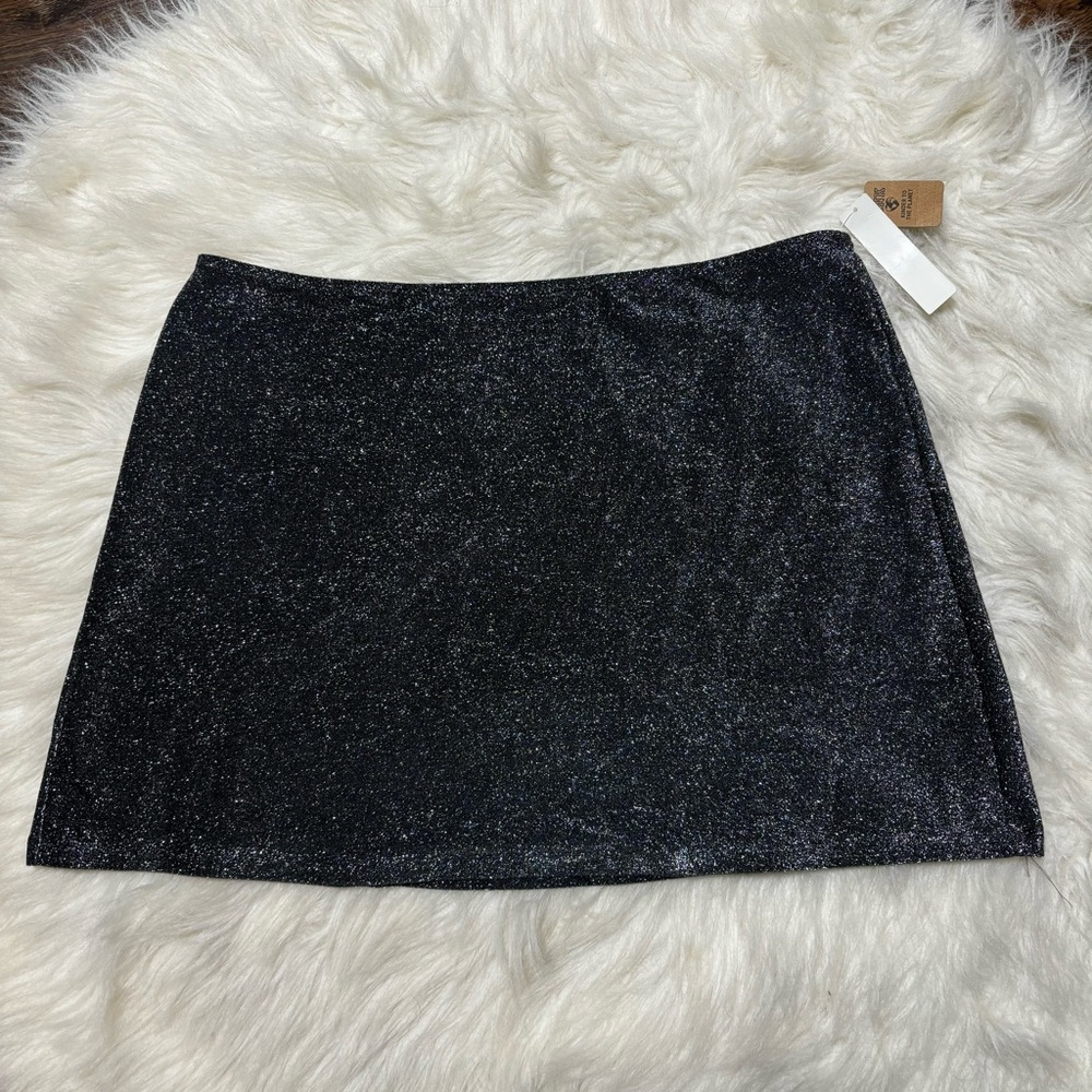 Victoria’s Secret PINK silver iridescent sparkly mini skirt size Women’s XL NWT